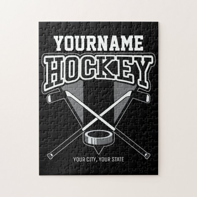 Personalized NAME Hockey Player Stick Puck Team   Jigsaw Puzzle (Vertical)