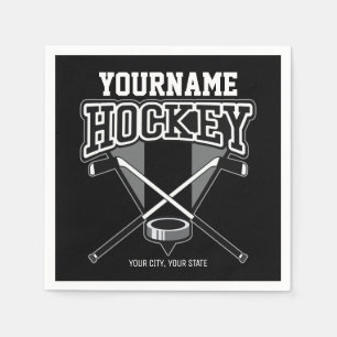 Personalized NAME Hockey Player Stick Puck Team  Napkin
