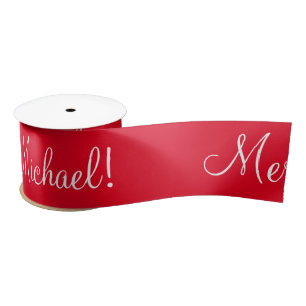 Personalized Name Holiday Christmas Gift Satin Rib Ribbon
