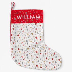 Personalized Name Holiday Pattern Small Christmas Stocking