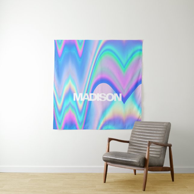 Personalized Name Holographic Wave Tapestry (In Situ (Horizontal))
