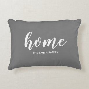 Personalized Name Home Sentiment Grey Accent Pillow