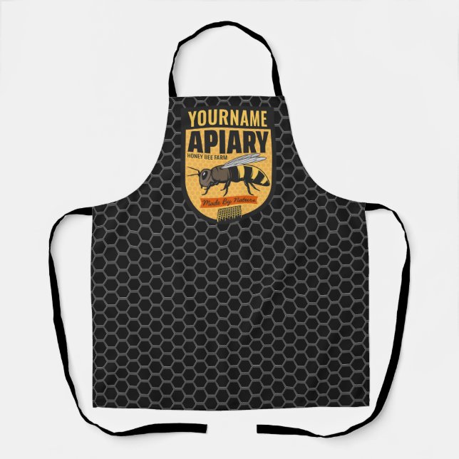 Personalized NAME Honey Bee Apiary Beehives Farm  Apron (Front)