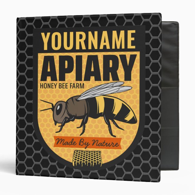 Personalized NAME Honey Bee Apiary Beehives Farm  Binder (Front/Inside)