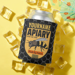 Personalized NAME Honey Bee Apiary Beehives Farm Can Cooler