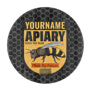 Personalized NAME Honey Bee Apiary Beehives Farm Cutting Board