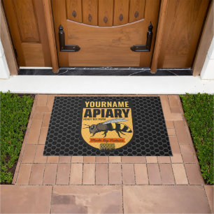 Personalized NAME Honey Bee Apiary Beehives Farm  Doormat