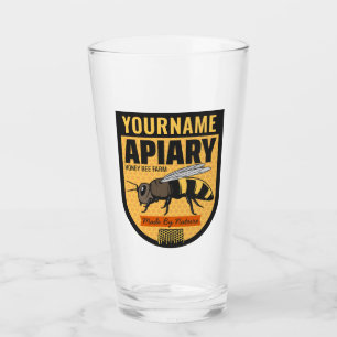 Personalized NAME Honey Bee Apiary Beehives Farm  Glass