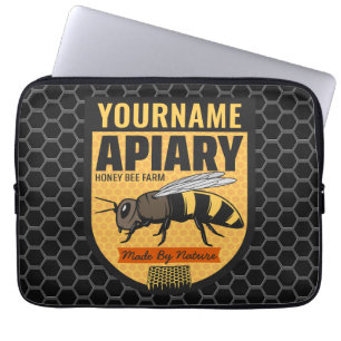 Personalized NAME Honey Bee Apiary Beehives Farm Laptop Sleeve