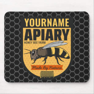 Personalized NAME Honey Bee Apiary Beehives Farm  Mouse Pad