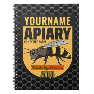 Personalized NAME Honey Bee Apiary Beehives Farm Notebook