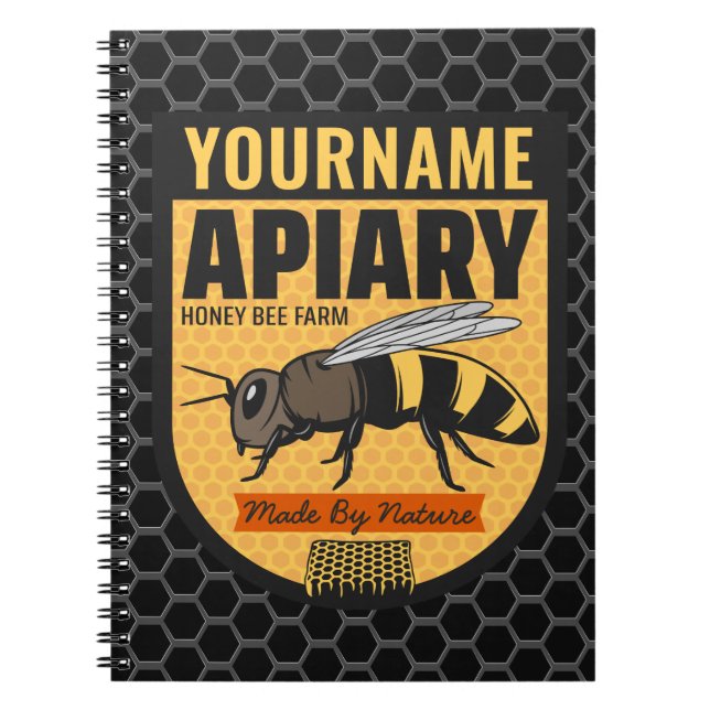 Personalized NAME Honey Bee Apiary Beehives Farm  Notebook (Front)