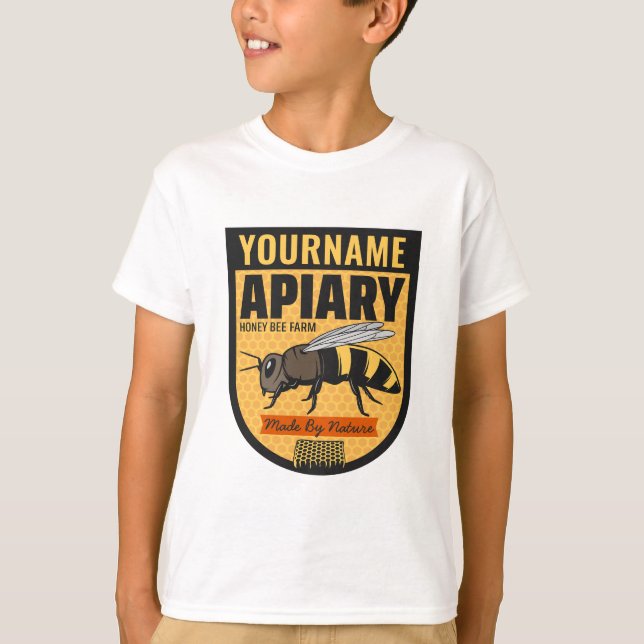 Personalized NAME Honey Bee Apiary Beehives Farm  T-Shirt (Front)