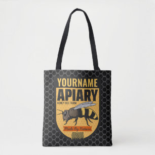 Personalized NAME Honey Bee Apiary Beehives Farm Tote Bag