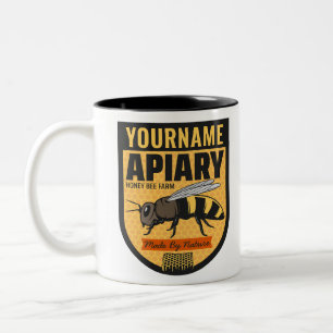 Personalized NAME Honey Bee Apiary Beehives Farm  Two-Tone Coffee Mug