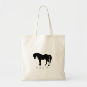 Personalized Name Horse Black & White Tote Bag