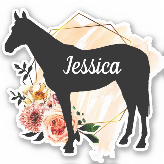 Personalized name horse silhouette Sticker  (Front)