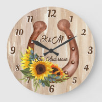 Personalized name horseshoe with sunflowers wood