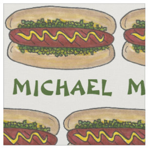 Personalized Name Hot Dog Mustard Relish Picnic Fabric