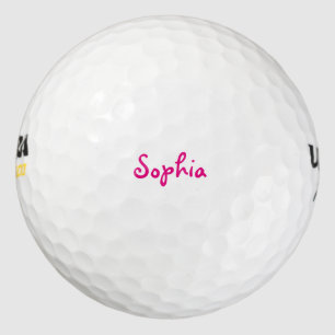 Personalized name hot pink girly text golf balls