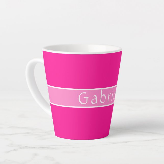 Personalized Name Hot Pink Latte Mug (Left Angle)