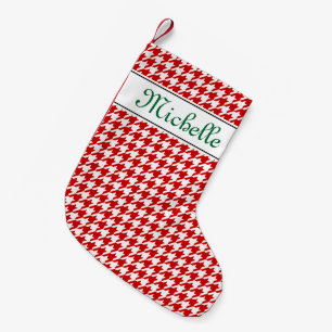 Personalized name houndstooth Christmas stocking