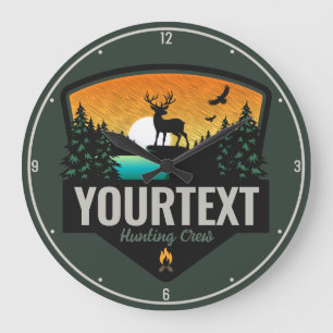 Personalized NAME Hunter Wilderness Elk Hunting Large Clock
