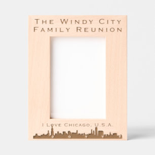 Personalized Name, I Love Chicago USA City Skyline Etched Frames