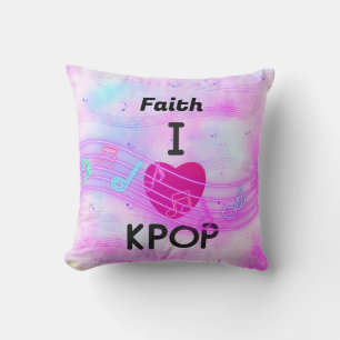 Personalized name I Love K-pop Throw Pillow