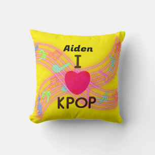 Personalized name I Love K-pop Throw Pillow