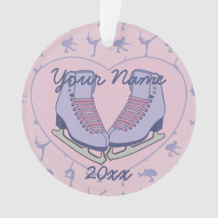 Personalized Name Ice Skating Heart Skates Ornament