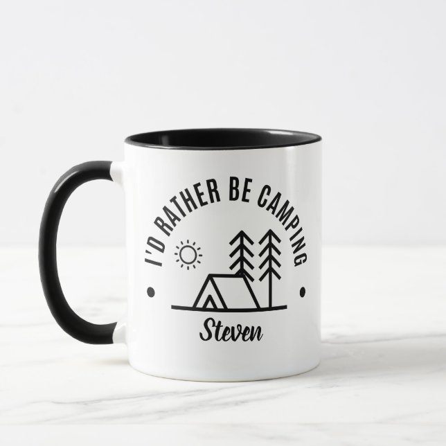 Personalized Name I'd Rather Be Camping Mug (Left)