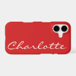 Personalized Name in Script Typography Modern Red<br><div class="desc">Personalized Name in Script Typography Modern Red iPhone Case</div>