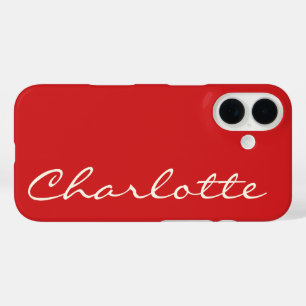 Personalized Name in Script Typography Modern Red iPhone 16 Case