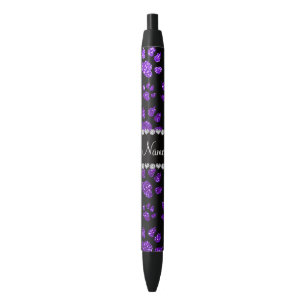 Personalized name indigo purple glitter cat paws black ink pen