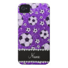 Personalized name indigo purple glitter soccer
