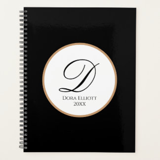 Personalized Name & Initial Black Hard/Soft Cover Planner