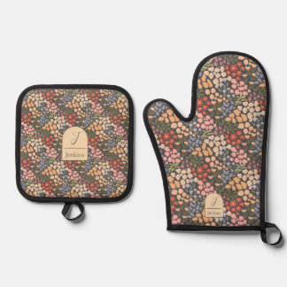 Personalized Name & Initial Floral Oven Mitt & Pot Holder Set