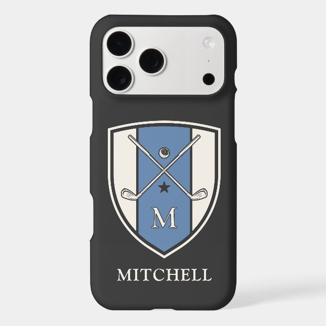 Personalized Name Initial Golf Crest Clubs Blue (Verso)