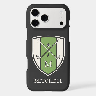 Personalized Name Initial Golf Crest Clubs Green