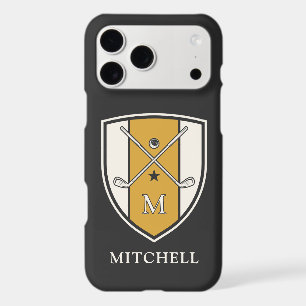 Personalized Name Initial Golf Crest Clubs Yellow