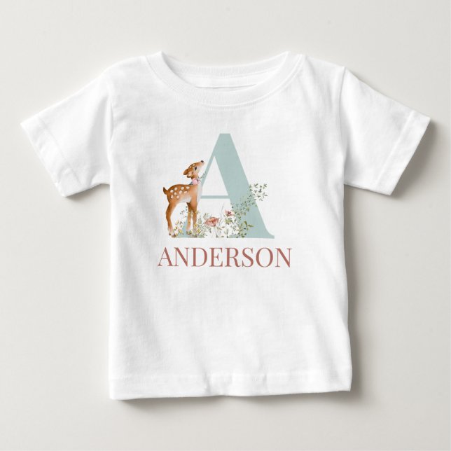 Personalized Name Initial Letter A Baby T-Shirt (Front)