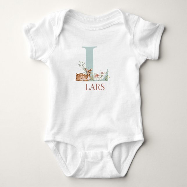 Personalized Name Initial Letter L Baby Bodysuit (Front)