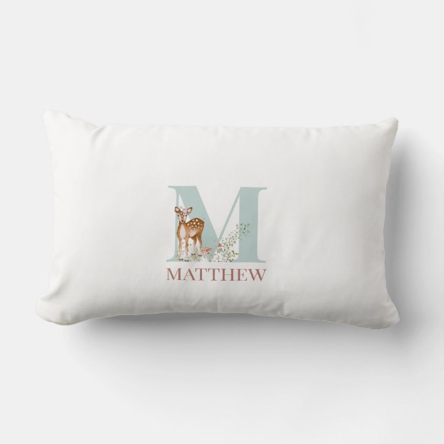 Personalized Name Initial Letter M Lumbar Pillow (Front)