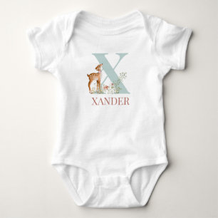 Personalized Name Initial Letter X Baby Bodysuit