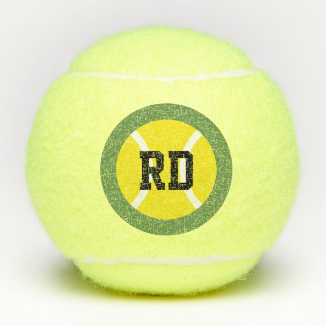 Personalized name initial monogram letter yellow tennis balls (Front)