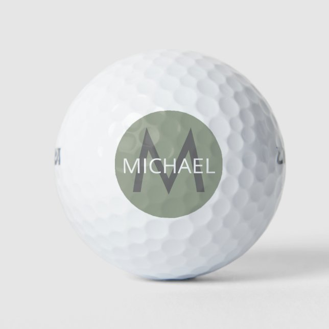 Personalized Name Initial Monogram Soft Green Golf Balls (Front)