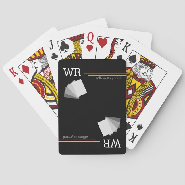 personalized name initials black playing cards (Back)