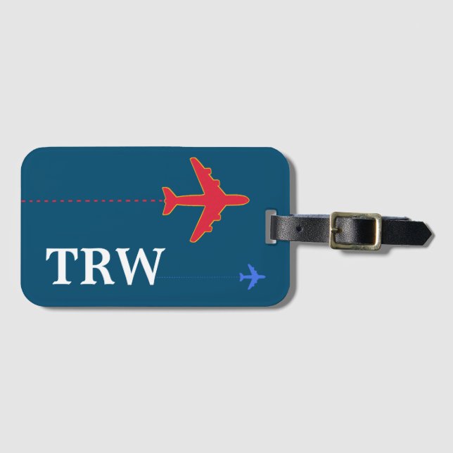personalized name-initials fly luggage tag (Front Horizontal)