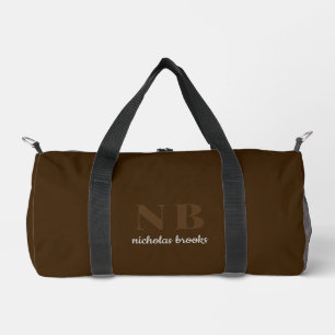 Personalized Name Initials Modern Trendy Brunette Duffle Bag